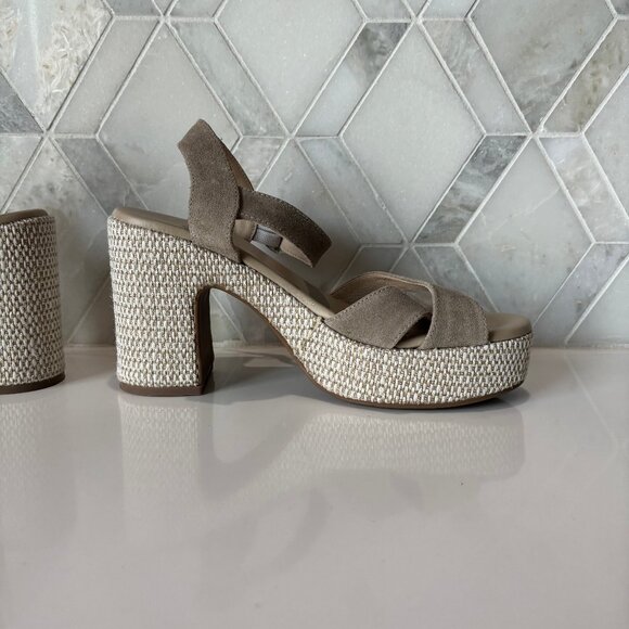 Nero Giardini Sz 39 9 Suede Criss Cross Strap Block Heel Sandal Sandali Donna - Picture 4 of 11